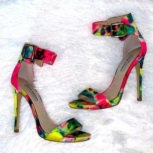 Heels/Sandals ~ Steve Madden Floral pink/yellow/green multi colored